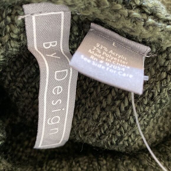 NWOT By Design Green Long Sleeve Knitted Turtle Neck Pull Over Top L Earthy - Picture 3 of 6